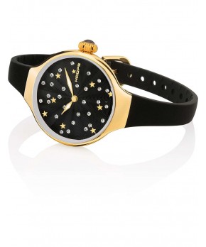 Orologio NOUVEAU CHÉRIE SLIDING STAR GOLD NERO Hoops Donna Hoops