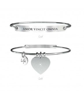 Set 2 Bracciali LUI & LEI - L'AMORE VINCE TUTTO Kidult Donna Uomo Kidult